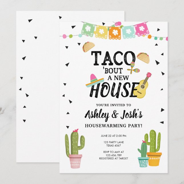 Fiesta Taco Bout A New House Housewarming Party Invitation (Front/Back)