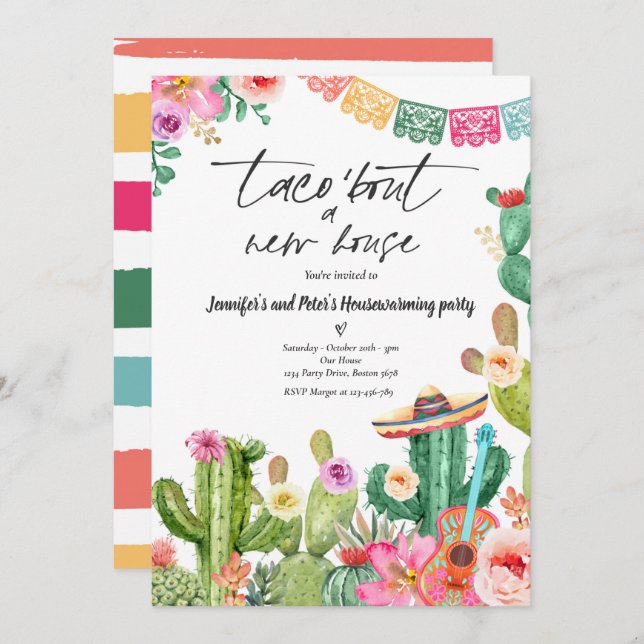  Fiesta Taco 'Bout A New House Housewarming Party Invitation (Front/Back)