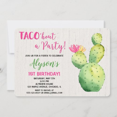 Fiesta taco bout a party birthday girl invitation