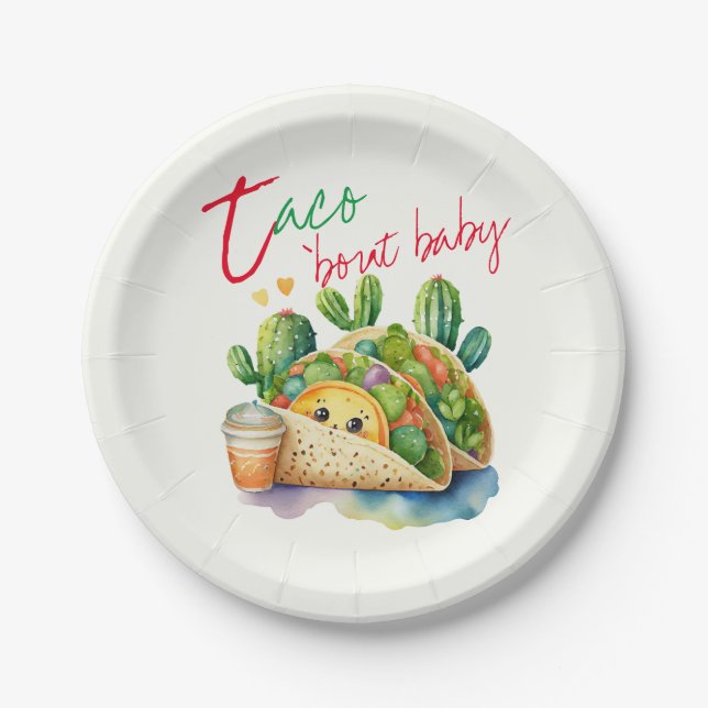 FIESTA Taco 'bout Baby Cute Tacos Baby Shower Paper Plates (Front)