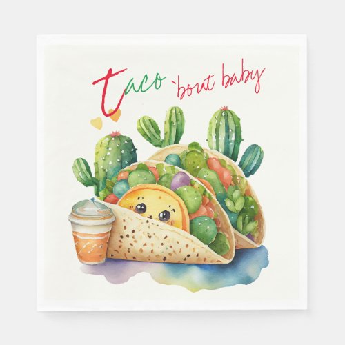 Fiesta Taco bout Baby Shower Cute Fun Modern Napkins