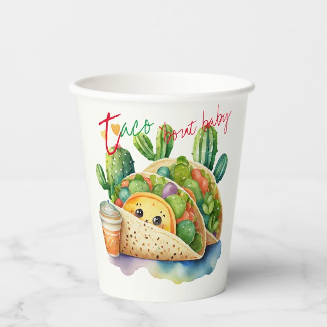 Fiesta Taco 'bout Baby Shower Cute Fun Modern Paper Cups (Front)