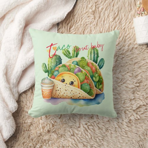 Fiesta Taco bout Baby Shower Cute Fun Modern Throw Pillow