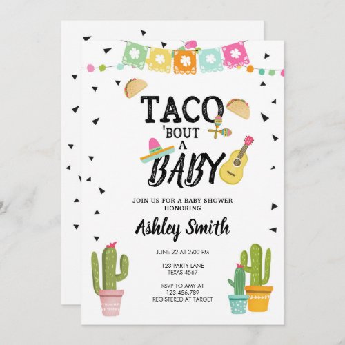 Fiesta Taco Bout Love Cactus Black Baby Shower Invitation