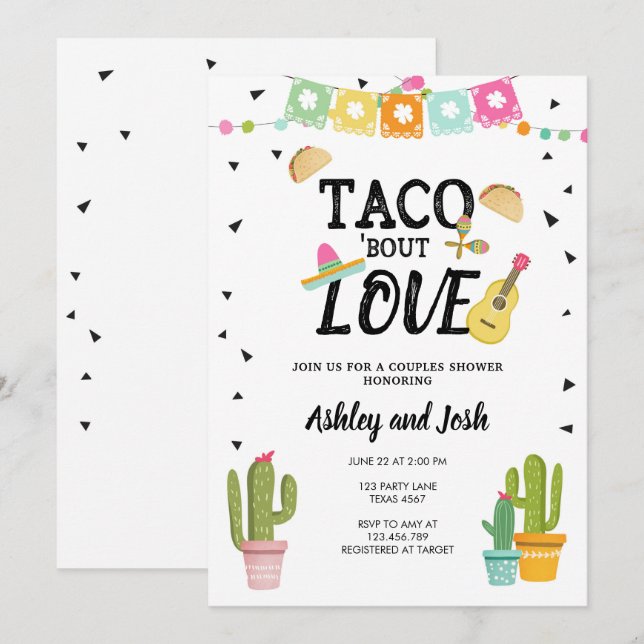 Fiesta Taco Bout Love Cactus Couples Shower Invitation (Front/Back)