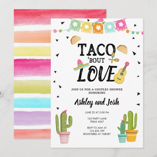 Fiesta Taco Bout Love Cactus Couples Shower Invitation (Front/Back)