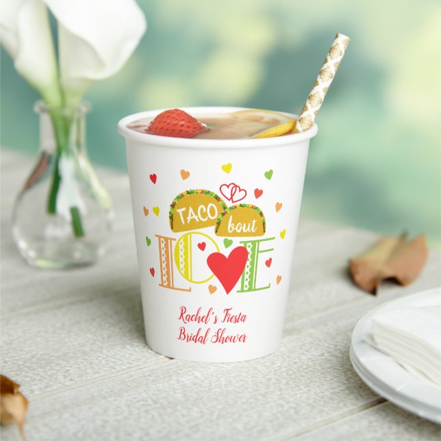 Fiesta Taco Bout Love Colorful Bridal Shower Paper Cups (Insitu)