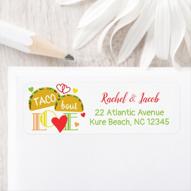 Fiesta Taco Bout Love Colorful Engagement Party Label (Insitu)