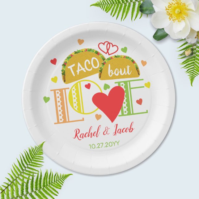 Fiesta Taco Bout Love Colorful Engagement Party Paper Plates (Creator Uploaded)