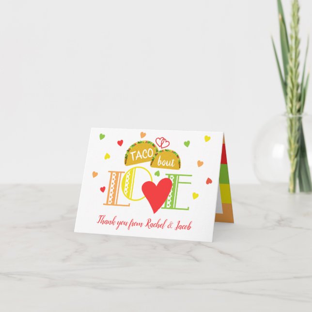 Fiesta Taco Bout Love Colorful Engagement Party Thank You Card (Front)
