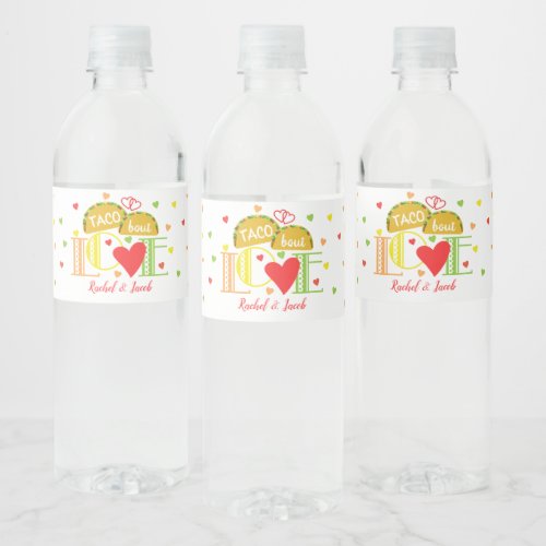 Fiesta Taco Bout Love Colorful Engagement Party Water Bottle Label