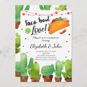 Fiesta Taco Bout Love Watercolor Cactus Invitation