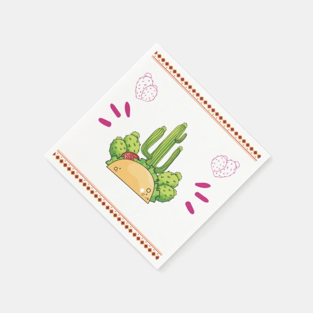 Fiesta Taco Simple Mexican Cactus Floral Napkins (Corner)
