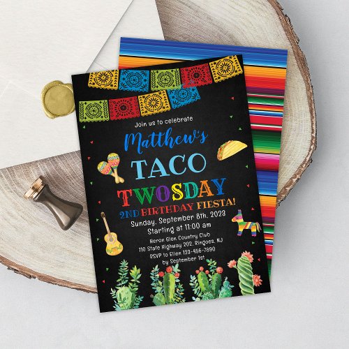 Fiesta Taco TWOsday 2nd Birthday Invitation Boy 