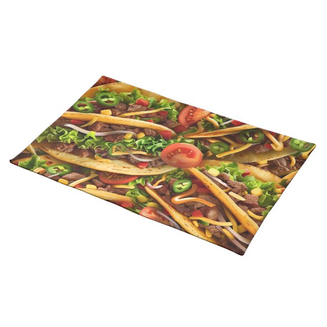 Fiesta Tacos 3D Look, 2D Printed Placemats (On Table)