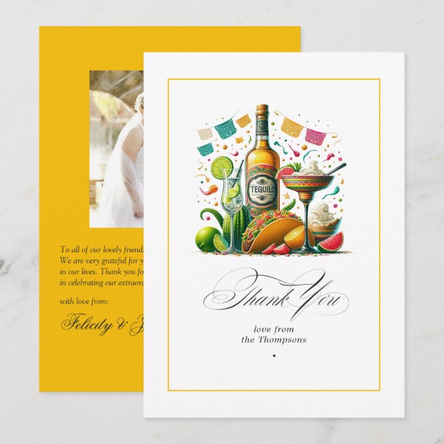 Fiesta Tacos and Tequila Thank You Card (Front/Back)