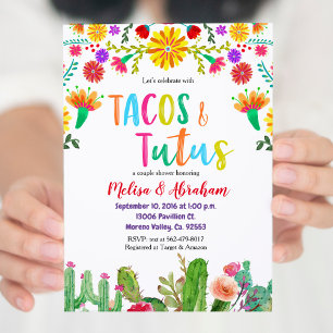 Fiesta Tacos and Tutus Baby Shower Invite card