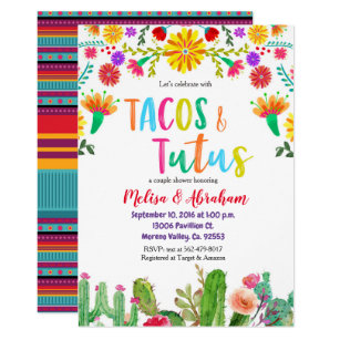 tacos and tutus fiesta invitations  zazzle