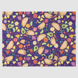 Fiesta Tacos on Blue Festive Mexican Food Tissue Paper