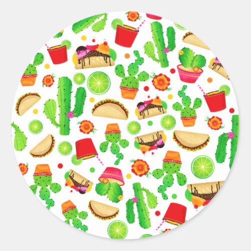 Fiesta Tacos Taco Tuesday Colorful Cinco de Mayo Classic Round Sticker