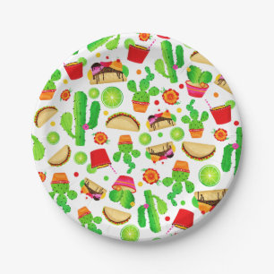 Fiesta Tacos Taco Tuesday Colorful Cinco de Mayo Paper Plates