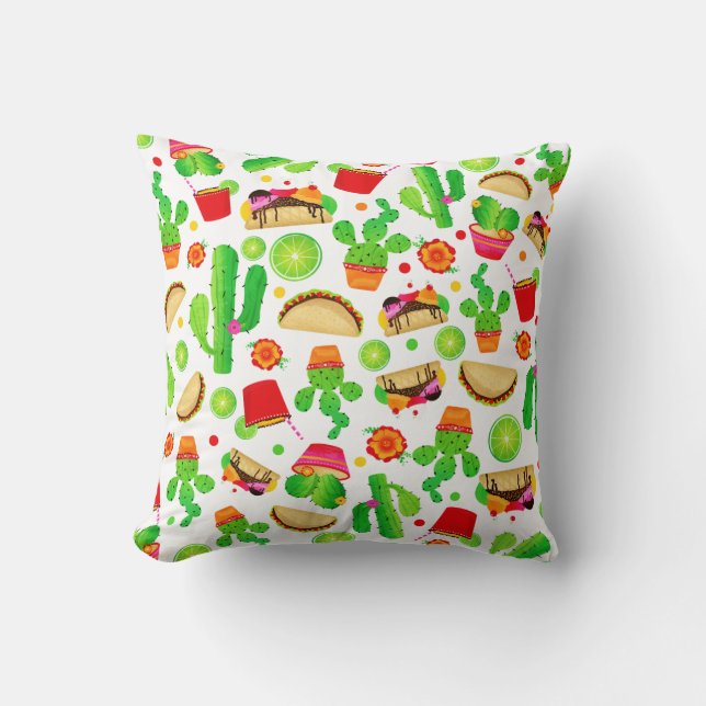 Fiesta Tacos Taco Tuesday Colorful Fun Food Throw Pillow (Front)