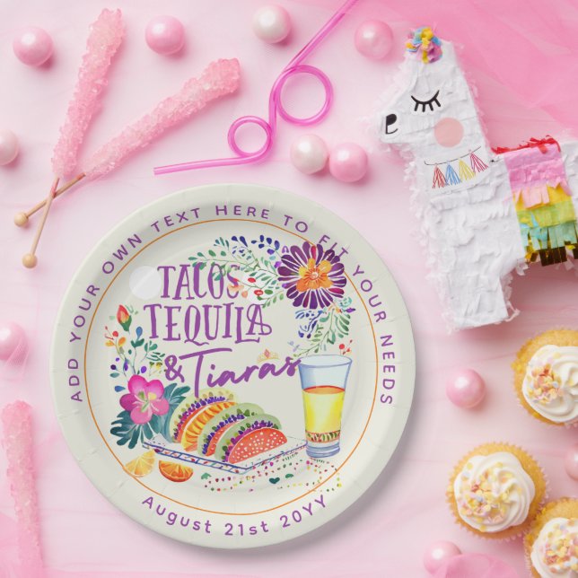 FIESTA Tacos Tequila and Tiaras Paper Plates (Party)