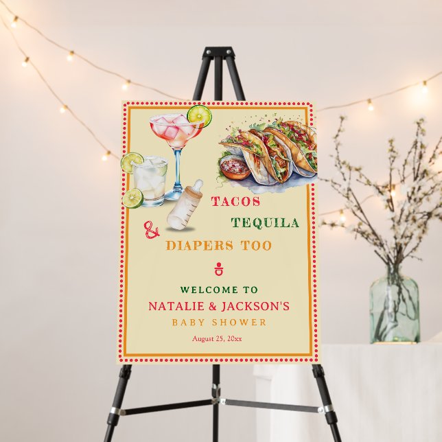 Fiesta Tacos Tequila Baby Shower Welcome Sign (In Situ (Stand))