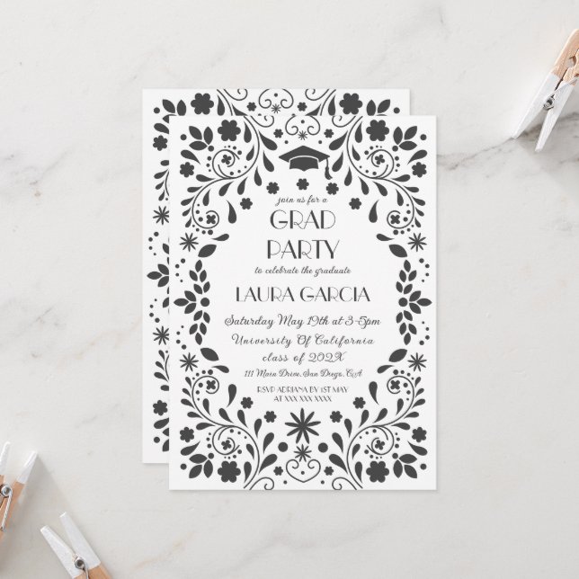 Fiesta Talavera Graduation Photo Invitation (Front/Back In Situ)