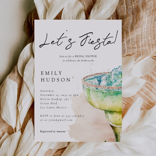 Fiesta Tequila Watercolor Bridal Shower Invitation