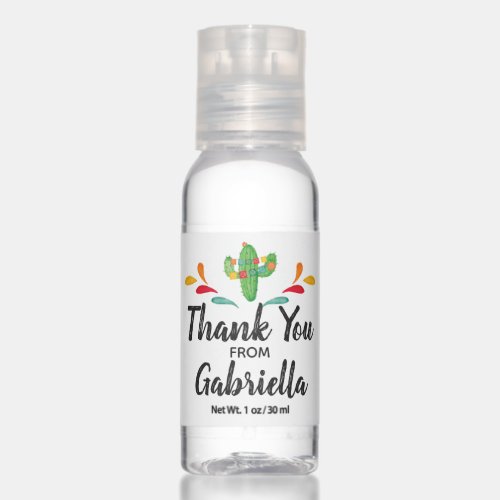 Fiesta Thank You Favor Hand Sanitizer