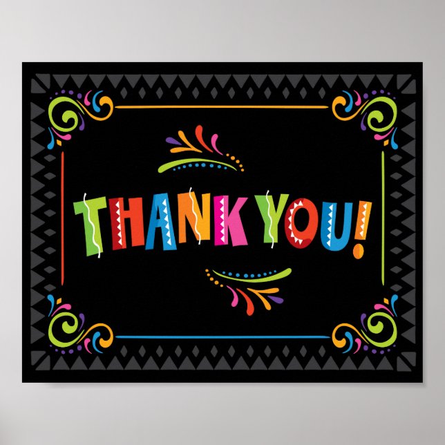Fiesta THANK YOU Party Sign Print (Front)