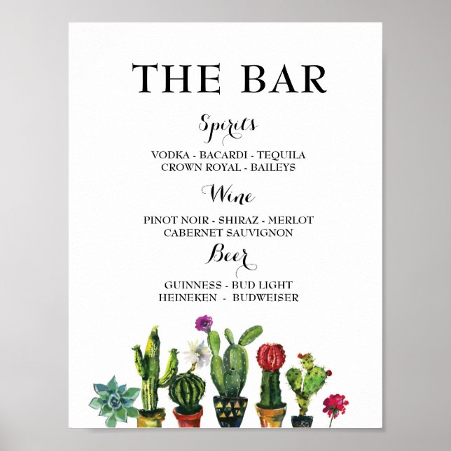 Fiesta The Bar Party Cactus Sign Engagement Shower (Front)