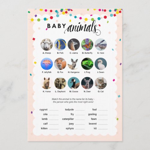 Fiesta theme baby shower game baby animals program