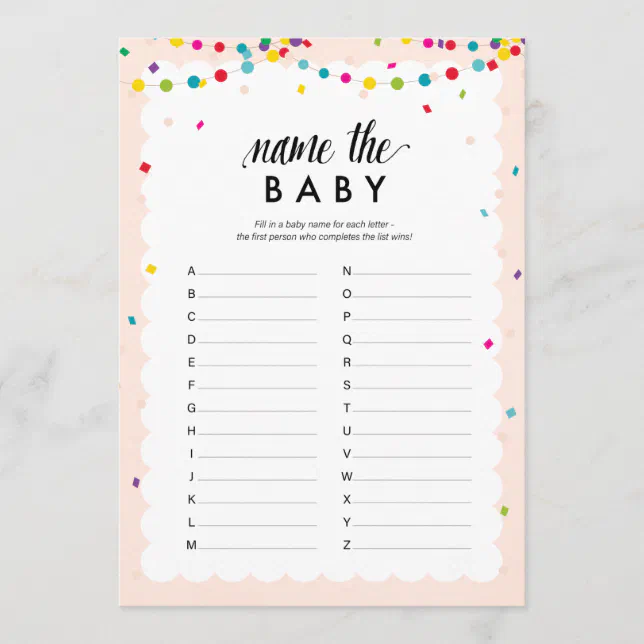 Fiesta theme baby shower game name the baby program | Zazzle