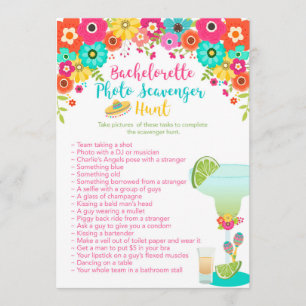 Fiesta Theme Bachelorette Party Scavenger Hunt Invitation