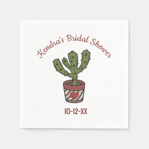 Fiesta Theme Bridal Shower Personalized Cactus  Napkins