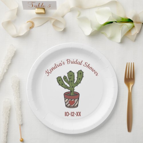 Fiesta Theme Bridal Shower Personalized Cactus Paper Plates