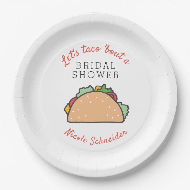 Fiesta Theme Let's Taco Bout a Bridal Shower Paper Plates (Front)