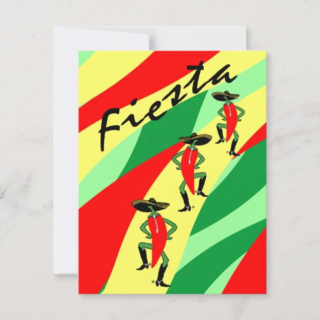 Fiesta Theme Party Invitation Colorful Streamers (Front)