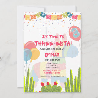 Fiesta Three-Esta Girl Birthday Invitation