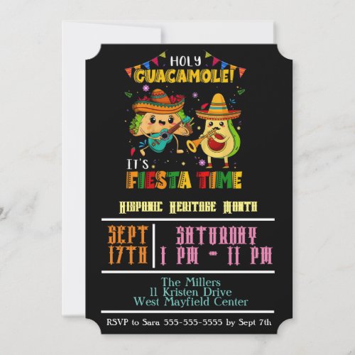 Fiesta Time Hispanic Heritage Month Party Invitation