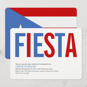 Fiesta: Traditional: Puerto Rico Flag Invitation