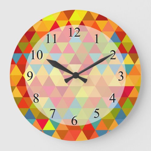 Fiesta Triangle Geometric Fractal Pattern Large Clock