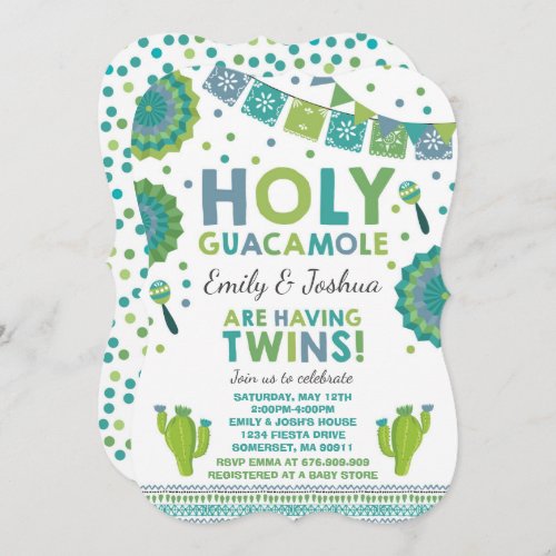 Fiesta Twin Baby Shower Invitation Holy Guacamole
