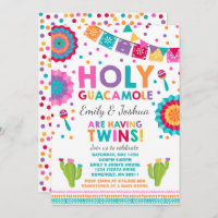 Fiesta Twin Baby Shower Invitation Holy Guacamole