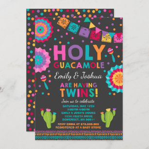 Fiesta Twin Baby Shower Invitation Holy Guacamole