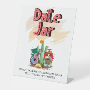 Fiesta Watercolor Bridal Shower Date Night Pedestal Sign