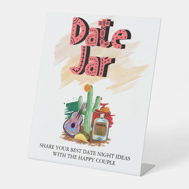 Fiesta | Watercolor Bridal Shower | Date Night Pedestal Sign (Front)