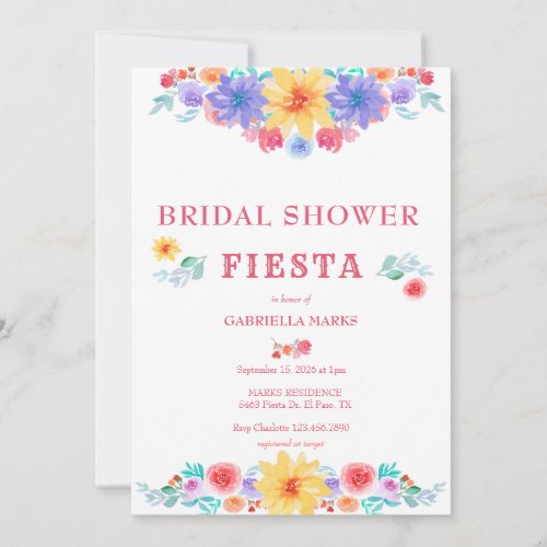 Fiesta  Watercolor Bridal Shower Invitation